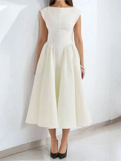 Summer French Fashion Dress Elegant Slim High Waist Sleeveless Back Hollow Dress - Otaj Gifts