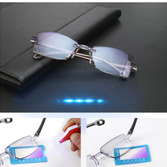 2 Pair New Men Women Rimless Reading Glasses Anti Blue Light Bifocal Far Near Magnification Eyewear Presbyopic Glasses +150 +200 - Otaj Gifts