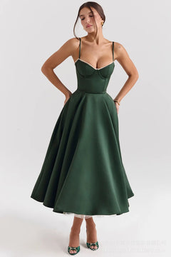 Summer Long Evening Dress Elegant Spaghetti Strap Corset Satin Prom Dress - Otaj Gifts