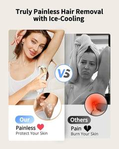 IPL Hair Removal Unlimited Flashes Laser Ice-Cooling Painless Whole Body Treament Safe & Effecctive Home Beauty Device Men Women - Otaj Gifts