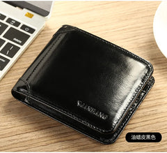 【Genuine Cowhide Leather】ManBang Brand Hot Sale Men's Wallet Luxury Original Short Tri-Fold First Layer Cowhide Purse Business - Otaj Gifts