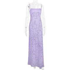 White Dress Women Halter Cotton Long Dress Lace Elegant Party Outfits - Otaj Gifts