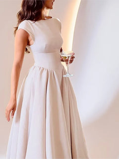 Summer French Fashion Dress Elegant Slim High Waist Sleeveless Back Hollow Dress - Otaj Gifts