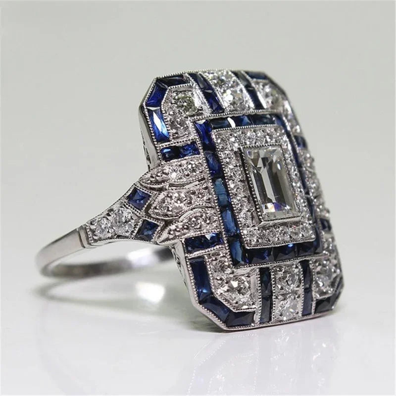 New Ladies Ring Luxury Large Square Jewelry Wedding Artificial Zircon Simple Atmosphere Luxury Party - Otaj Gifts