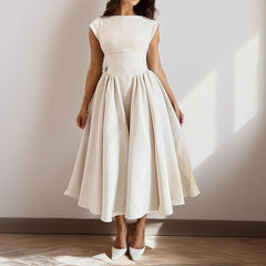 Summer French Fashion Dress Elegant Slim High Waist Sleeveless Back Hollow Dress - Otaj Gifts