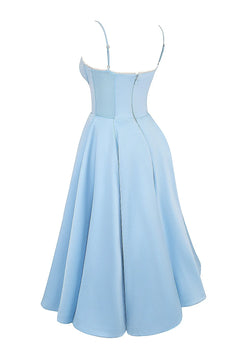 Summer Long Evening Dress Elegant Spaghetti Strap Corset Satin Prom Dress - Otaj Gifts