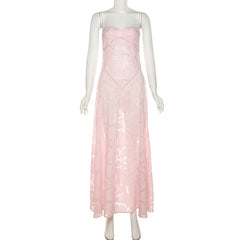 White Dress Women Halter Cotton Long Dress Lace Elegant Party Outfits - Otaj Gifts
