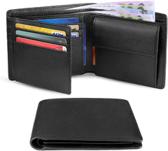 Wallets Mens Slim RFID Blocking Genuine Leather with Coin Pocket  2 Banknote Compartments 10 Credit Card Holders Wallet for Men - Otaj Gifts