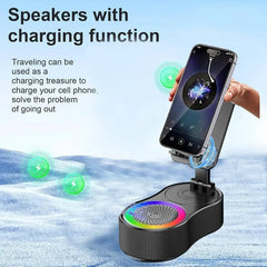 New Cell Phone Holder Stand With LDE Light Bluetooth Speaker Adjustable Tablet Bracket Support Portable Wireless Loudspeaker - Otaj Gifts