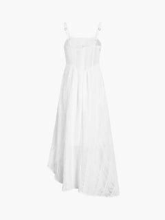 White Dress Women Halter Cotton Long Dress Lace Elegant Party Outfits - Otaj Gifts