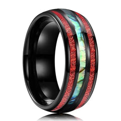 Fashion 8mm Men Stainless Steel Rings Inlay Meteorite Abalone Shell Rings For Men Women Wedding Engagement Band Jewelry Gift - Otaj Gifts