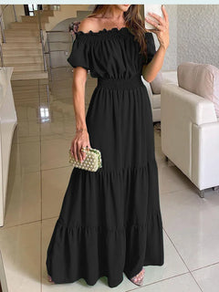 Summer Boho Red Dress Fashion Short Sleeve Beach Long Dress Casual Loose Elegant Holiday Party Dresses For Women Robe Femme 2023 - Otaj Gifts