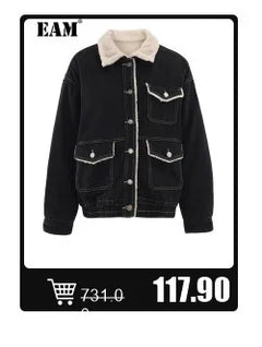 EAM Black Hollow Out Belted Long Trench Women New V-neck Long Sleeve Windbreaker Fashion Tide Spring Autumn 2024 15XM44101 - Otaj Gifts