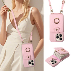 For IPhone 16 Pro Max 15 Pro Max 14 13 12 11 Pro Max 7 8Plus 16e PU Leather Phone Case with Ring Card Slots Anti-Fall Case