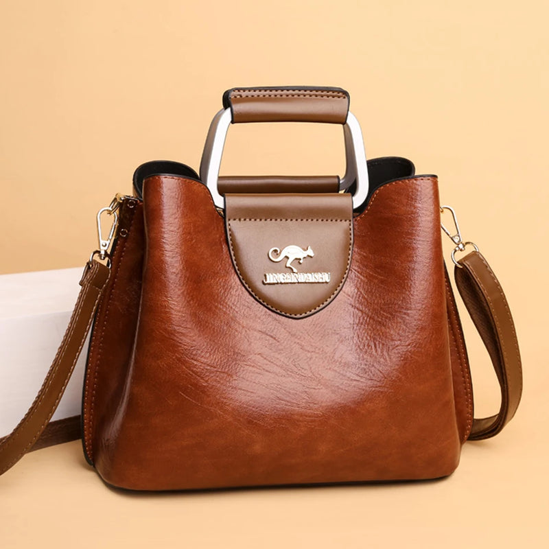 Luxury Designer Handbag Purses for Women 2024 Female Oil Leather Branded Shoulder Crossbody Messenger Tote Bag Small Fashion Sac - Otaj Gifts