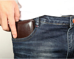 【Genuine Cowhide Leather】ManBang Brand Hot Sale Men's Wallet Luxury Original Short Tri-Fold First Layer Cowhide Purse Business - Otaj Gifts