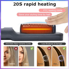 Electric Hot Comb Multifunctional Straight Hair Straightener Comb Negative Ion Anti-Scalding Styling Tool Straightening Brush - Otaj Gifts