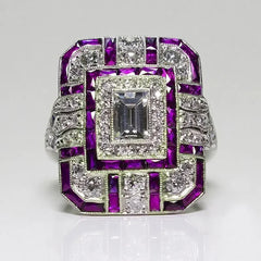 New Ladies Ring Luxury Large Square Jewelry Wedding Artificial Zircon Simple Atmosphere Luxury Party - Otaj Gifts