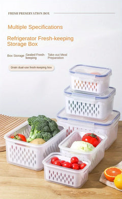 1/2/3pcs Refrigerator Storage Box Fridge Organizer Fresh Vegetable Fruit Drain Basket Storage Container Pantry Kitchen Organizer - Otaj Gifts