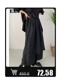 EAM Women Black Irregular Slit Big Size Trench New Stand Collar Long Sleeve Windbreaker Fashion Spring Autumn 2025 1DH0755 - Otaj Gifts