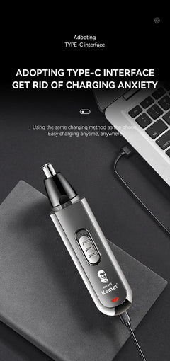 Kemei Usb Charging Portable Nose Ear Eyebrow Trimmer 3 In 1 Beauty Kit Electric Beard Nose Hair Clipper Men - Otaj Gifts