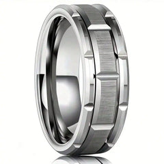 Fashion Silver Color Couple Rings Trendy Stainless Steel Men Rings Cute Women Rhinestones Zircon Rings Set - Otaj Gifts