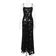 White Dress Women Halter Cotton Long Dress Lace Elegant Party Outfits - Otaj Gifts