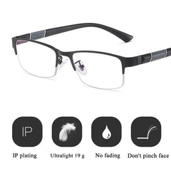 Men Reading Glasses Retro Business Hyperopia Glasses Anti Blue Light Reading Glasses 0 +1.0 To +4.0 Glasses - Otaj Gifts