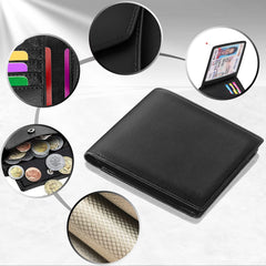 Wallets Mens Slim RFID Blocking Genuine Leather with Coin Pocket  2 Banknote Compartments 10 Credit Card Holders Wallet for Men - Otaj Gifts