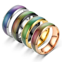 5 Colors Stainless Steel Changing Color Rings Mood Emotion Feeling Temperature Ring for Women Men Couples Ring Tone Jewelry Gift - Otaj Gifts