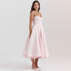 Summer Long Evening Dress Elegant Spaghetti Strap Corset Satin Prom Dress - Otaj Gifts
