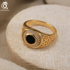 Handmade High Quality 925 Sterling Silver Men's Ring with Black Onyx CZ Gemstone - Otaj Gifts