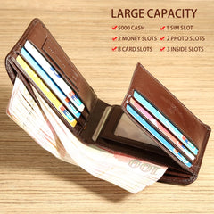 【Genuine Cowhide Leather】ManBang Brand Hot Sale Men's Wallet Luxury Original Short Tri-Fold First Layer Cowhide Purse Business - Otaj Gifts