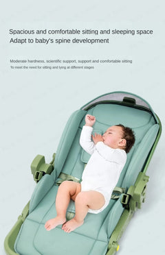 2 In 1 Portable Multifunctional Baby Stroller High Landscape Pram Carriage Basket Baby Carriage Baby Stroller 0 To 3 Years - Otaj Gifts