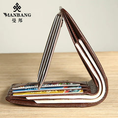 【Genuine Cowhide Leather】ManBang Brand Hot Sale Men's Wallet Luxury Original Short Tri-Fold First Layer Cowhide Purse Business - Otaj Gifts