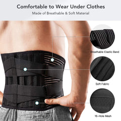 Lower Back Brace with 6 Stays Anti-skid Orthopedic Lumbar Support Breathable Waist Support Belt for Men Women Gym Pain Relief - Otaj Gifts