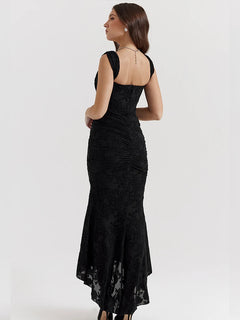 JULISSA MO Sleeve Less Backless Evening Long Dress Irregular Ruched Women Dress New Slim Fit Elegant Square Collar Gown Outfits - Otaj Gifts