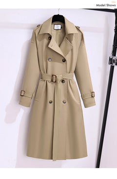New 2024 Women British Style Windbreaker Streetwear Double Breasted Long Trench Coats Women Elegant Autumn Winter Casual Jackets - Otaj Gifts