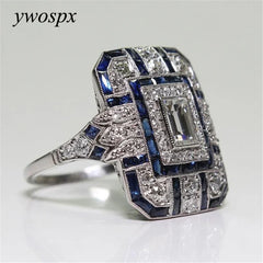 New Ladies Ring Luxury Large Square Jewelry Wedding Artificial Zircon Simple Atmosphere Luxury Party - Otaj Gifts