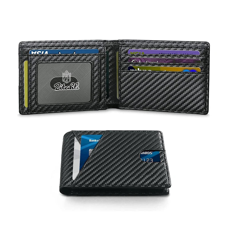 Men's Wallet Ultra Thin 11 Credit Card Slot Leather RFID Blocking Small Thin Bifold Wallet for Men - Otaj Gifts