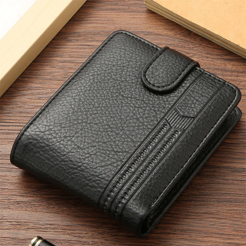 New Men Short Bifold PU Leather Male Hasp Wallet Credit ID Card Holder Men's Wallet Billfold Purse Clutch Men's Purses Money Bag - Otaj Gifts