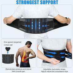 Lower Back Brace with 6 Stays Anti-skid Orthopedic Lumbar Support Breathable Waist Support Belt for Men Women Gym Pain Relief - Otaj Gifts