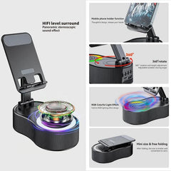 New Cell Phone Holder Stand With LDE Light Bluetooth Speaker Adjustable Tablet Bracket Support Portable Wireless Loudspeaker - Otaj Gifts