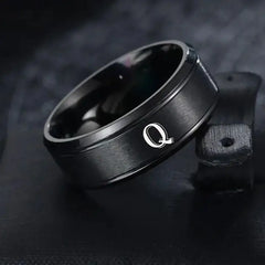 1pc Fashion 26 English Letters Ring With Double Beveled Edges, Men's Stainless Steel Ring - Otaj Gifts
