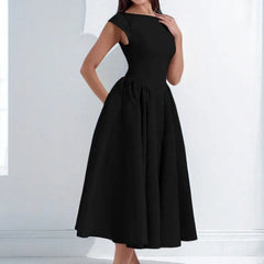 Summer French Fashion Dress Elegant Slim High Waist Sleeveless Back Hollow Dress - Otaj Gifts