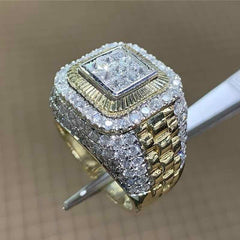 Unisex Ring Inlaid with White Zircon Stones - Otaj Gifts
