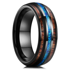 Fashion 8mm Men Stainless Steel Rings Inlay Meteorite Abalone Shell Rings For Men Women Wedding Engagement Band Jewelry Gift - Otaj Gifts