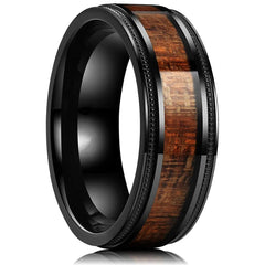 Fashion 8mm Men Stainless Steel Rings Inlay Meteorite Abalone Shell Rings For Men Women Wedding Engagement Band Jewelry Gift - Otaj Gifts