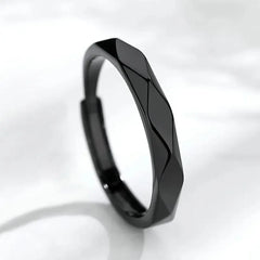 1Pair Black White Lozenge Couple Rings Open Ring for Women Men Adjustable Finger Rings Romantic Lovers Anniversary Jewelry Gift - Otaj Gifts