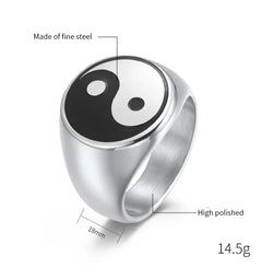 Men's Chinese Style Stainless Steele Taoism Yin Yang Ring - Otaj Gifts